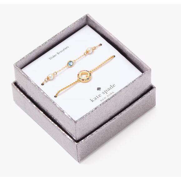 NWT Kate Spade Spot The Spade Slider Bracelet Boxed Set - Picture 1 of 3